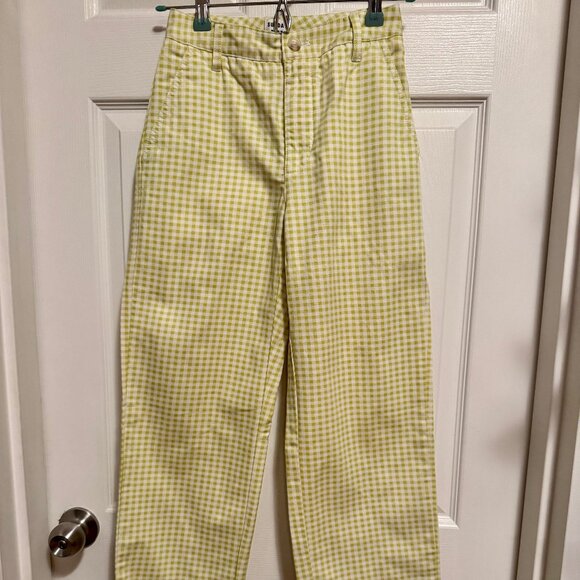 Aritzia Sunday Best lime green/white check Jaden pant. Not Sold anymore - Picture 1 of 6